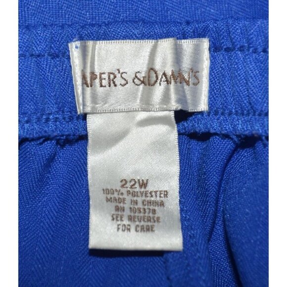 Draper's & Damon's Ladies Plus 22W Cobalt Blue Pants Elastic Waist Straight Leg - Picture 6 of 7
